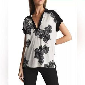 Reiss Black and Cream Blouse